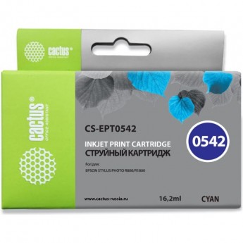 Струйный картридж CACTUS CS-EPT0542 (T0542) для принтеров Epson Stylus Photo R800, R1800, голубой, 16,2 мл
