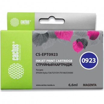 Струйный картридж CACTUS CS-EPT0923 (T0923) для принтеров Epson Stylus C91, C240, CX4300, T26, T27, TX106, TX109, TX117, TX119, пурпурный, 6,6 мл