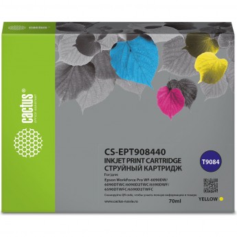 Струйный картридж CACTUS CS-EPT908440 (T9084) для Epson WorkForce WF-6090DW, WF-6590DWF Pro, желтый, 70 мл
